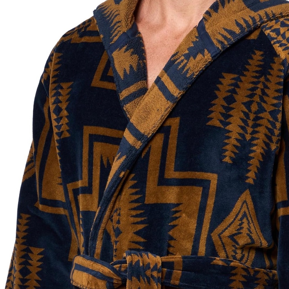 Pendleton Unisex Cotton Terry Velour hooded Robe NWT *Rare* Discontinued Pattern